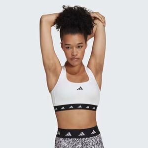Adidas medium Powerreact Training Medium-Support‎ Techfit Sports Bra white black